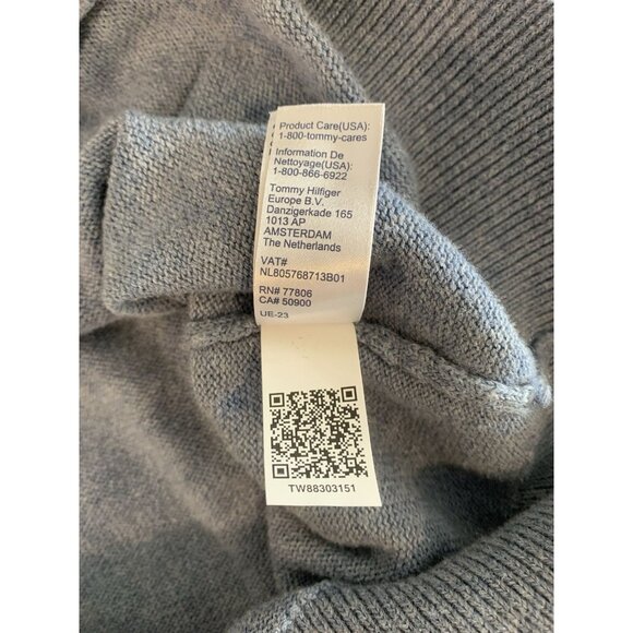 Tommy Hilfiger Sweater Men’s Large Blue Quarter-Zip Long-Sleeve Mock Neck Preppy - Picture 9 of 9